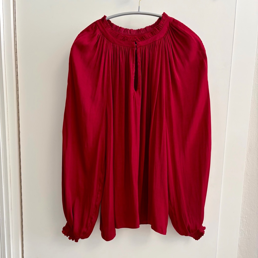 Tahari Vibrant Red Blouse LG